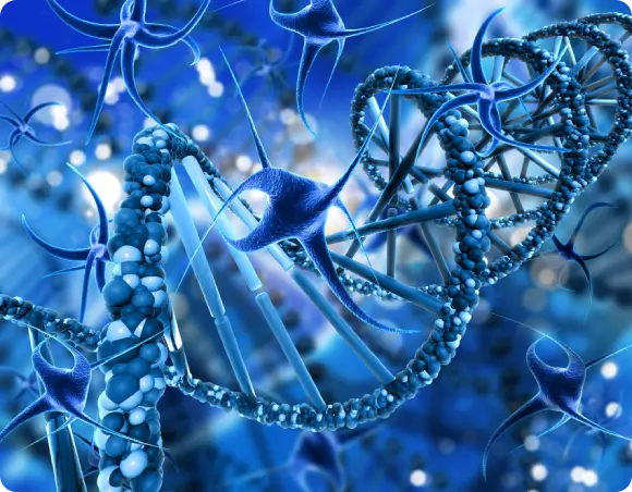 3D rendering of the Bio-Integrative Scaffolding used in ARM therapy to provide a bridge for nerve growth across injury gaps.