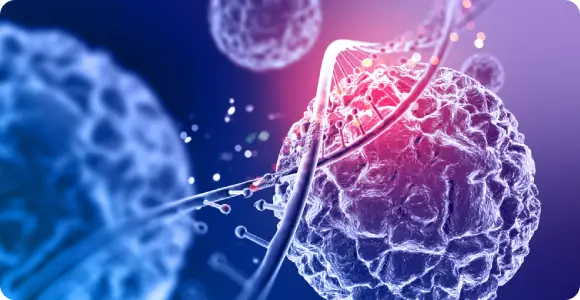 Microscopic 3D illustration of stem cell activation triggered by SoftWave mechanotransduction for natural musculoskeletal repair.